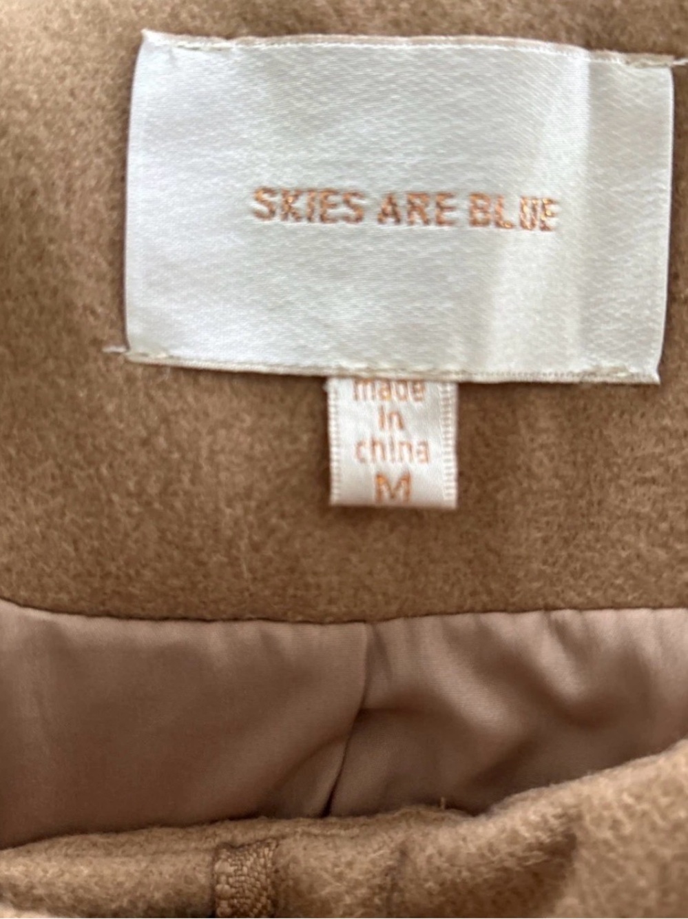 Skies Are Blue Camel Wool Blend Coat M Classic Minimalist Office Quiet Luxury - Picture 10 of 11